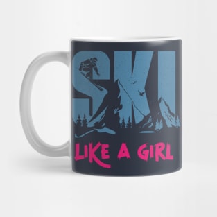 Ski Like A Girl, Funny Ski Trip, Girls Ski Jumper Vintage Mug